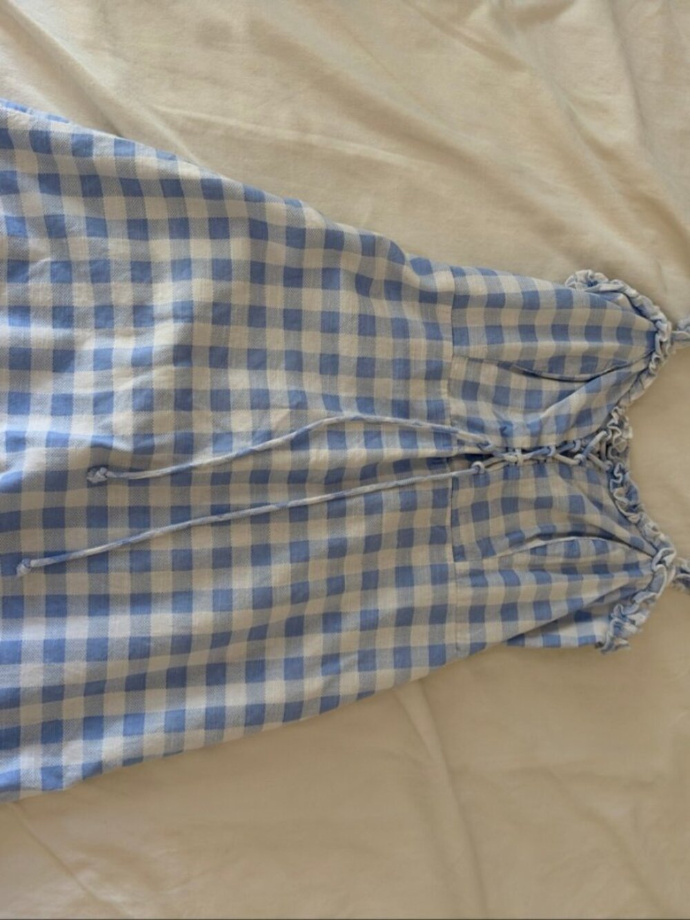 Urban Outfitters Blue Gingham Smocked Mini Dress | Ruffle Straps | Size S